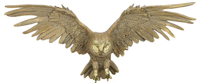 Resin Owl Wings Outstretched - Click Image to Close